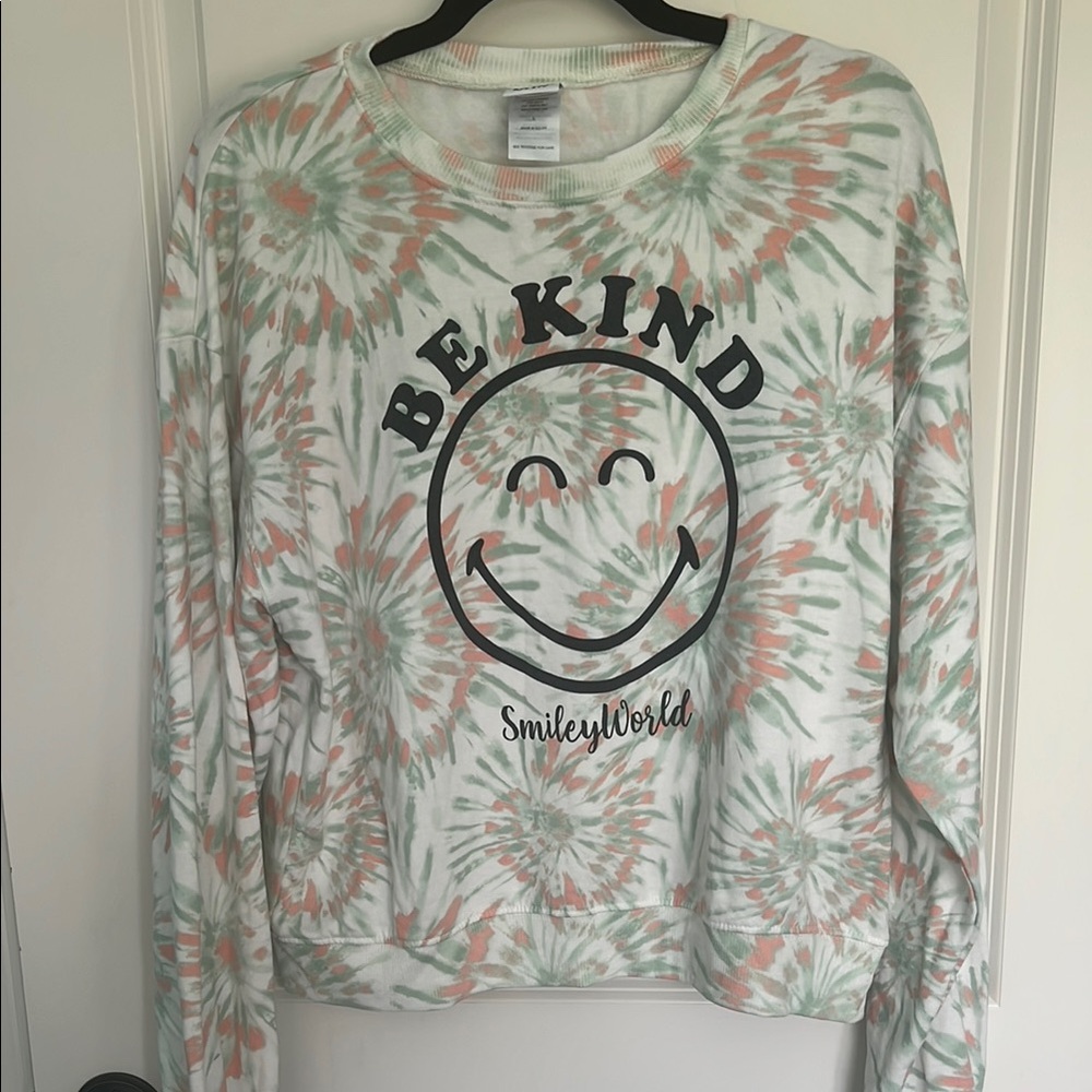 Green and Orange Crew Neck Sweater with Spiral Design